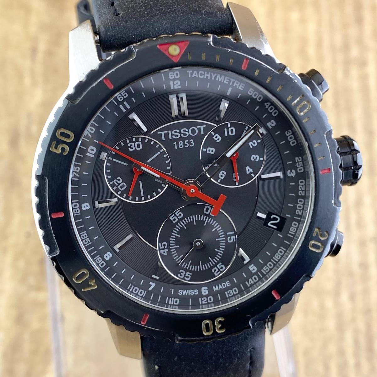 1円〜】TISSOT ティソ 腕時計 メンズ クロノグラフ T067417A ブラック 