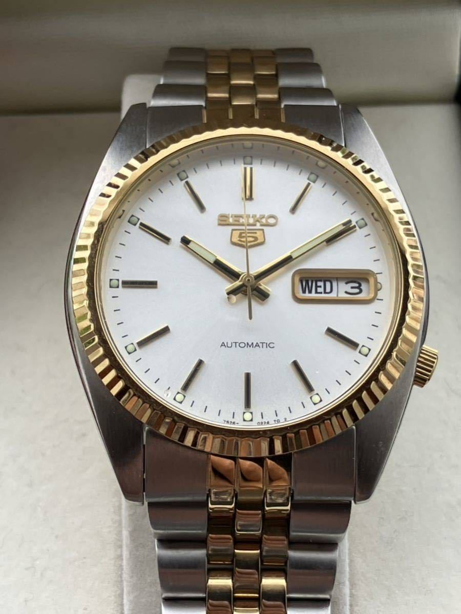 【極美品】SEIKO 5 セイコー5 自動巻き 7S26-0500 コンビ 希少 デッドストック 激レア 人気モデル セイコーファイブ 自動巻