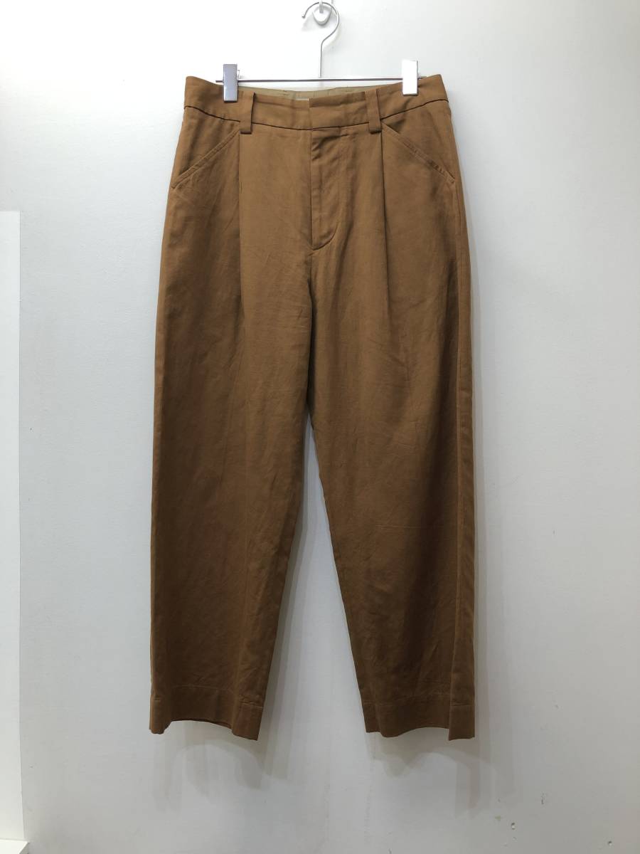 943☆MARGARET HOWELL マーガレットハウエル☆ライトコットンリネン タックパンツ【２】ブラウン