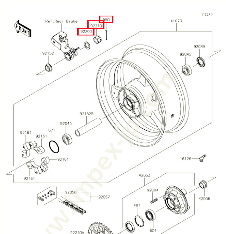 143-B-2 ◇ チタン合金カワサキZX-10R M24xP1.5アクスルシャフト