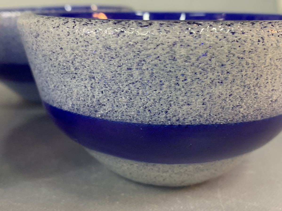 稲嶺盛吉 琉球ガラス 小鉢 小皿 3客 気泡ガラス ガラス工芸