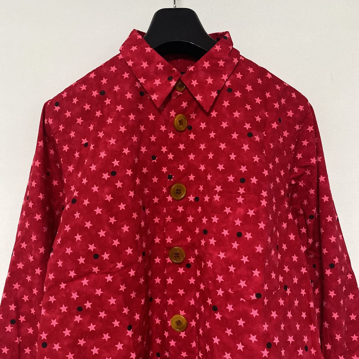 美品 AD 2002 コムデギャルソン オム PLUS デカ ボタン 星 ドット シャツ M アーカイブ コレクション COMME des GARCONS homme shirt川久保