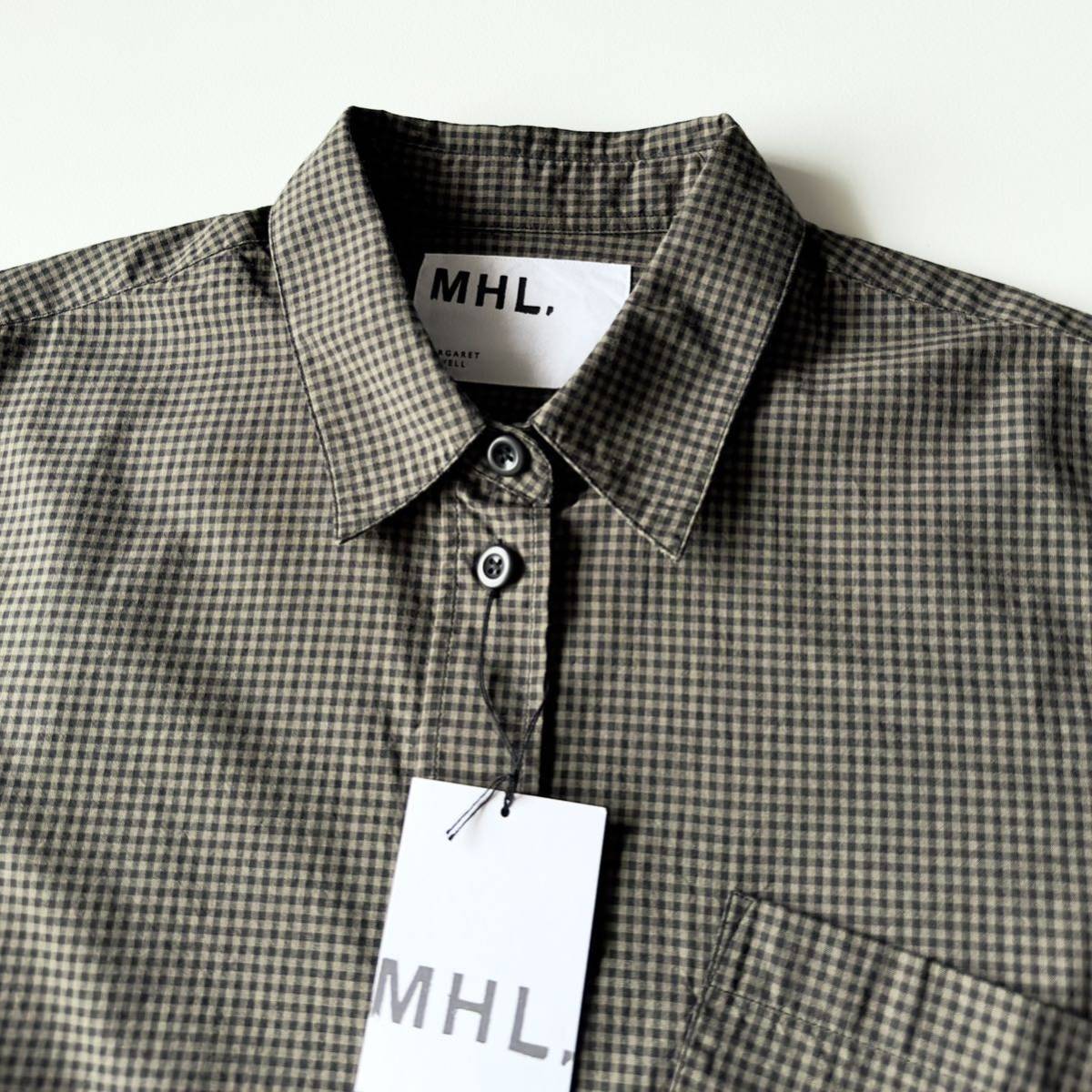 未使用 MHL. BASIC GINGHAM サイズ2 M カーキオリーブ ギンガム 