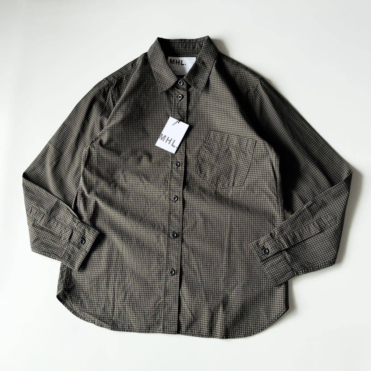 未使用 MHL. BASIC GINGHAM サイズ2 M カーキオリーブ ギンガム 