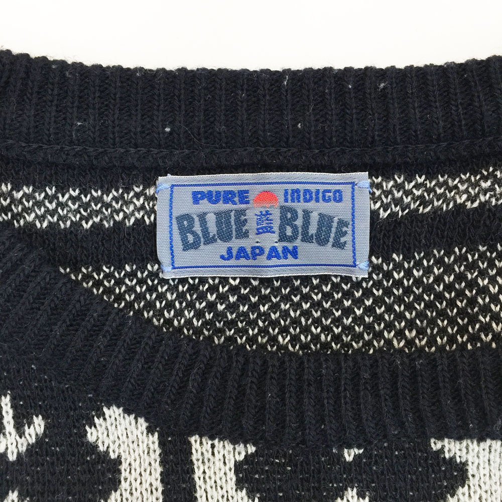 BLUE BLUE JAPAN ブルーブルージャパン 長袖 総柄 ニット メンズ4 XLサイズ ダークネイビー700015-214 ...