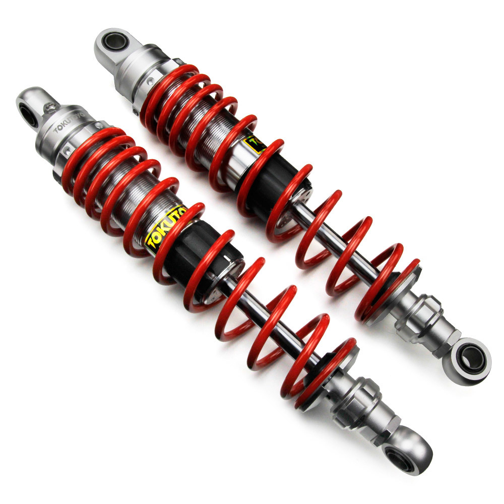 スズキ（SUZUKI） ガス リアショック GSX400インパルス (GK79A/GK7CA) 減衰力調整機能 GSX400 IMPULSE リヤサス 360mm シルバー 赤@