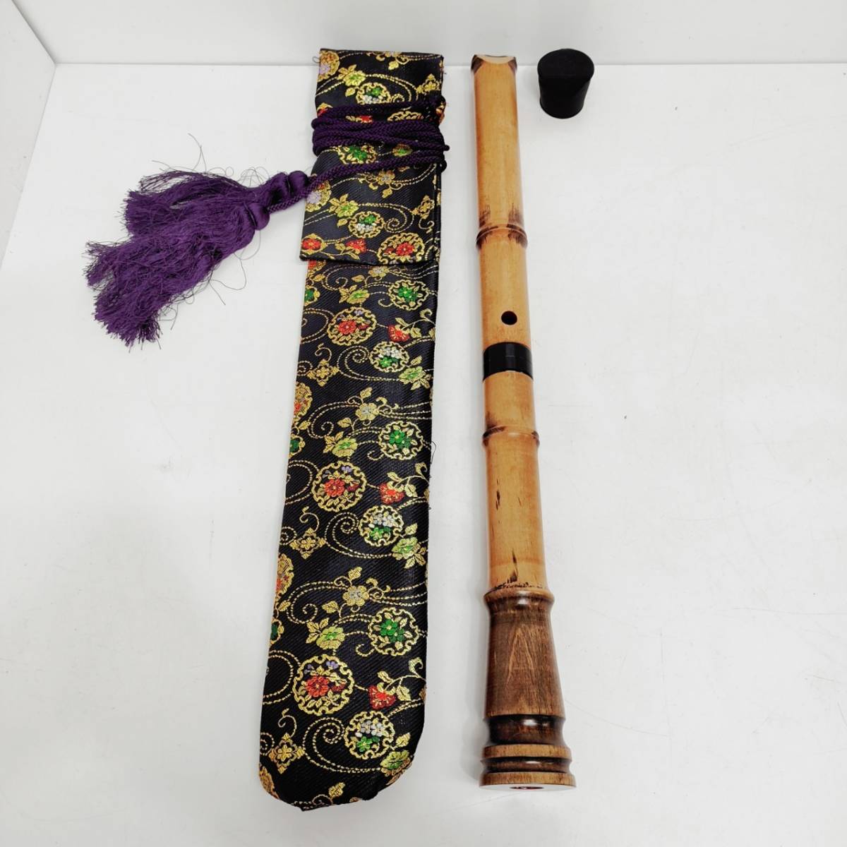 ●蝴蝶宝 胡蝶宝 尺八 収納袋 キャップ付き 和楽器 エアリード楽器 M974