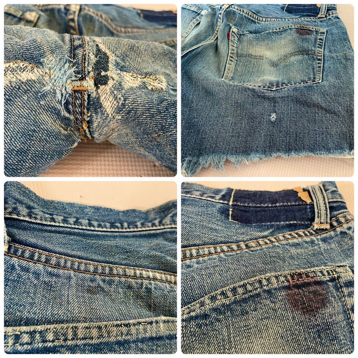 60s LEVIS 501 BIGE カットオフ デニム vステッチ ビンテージ