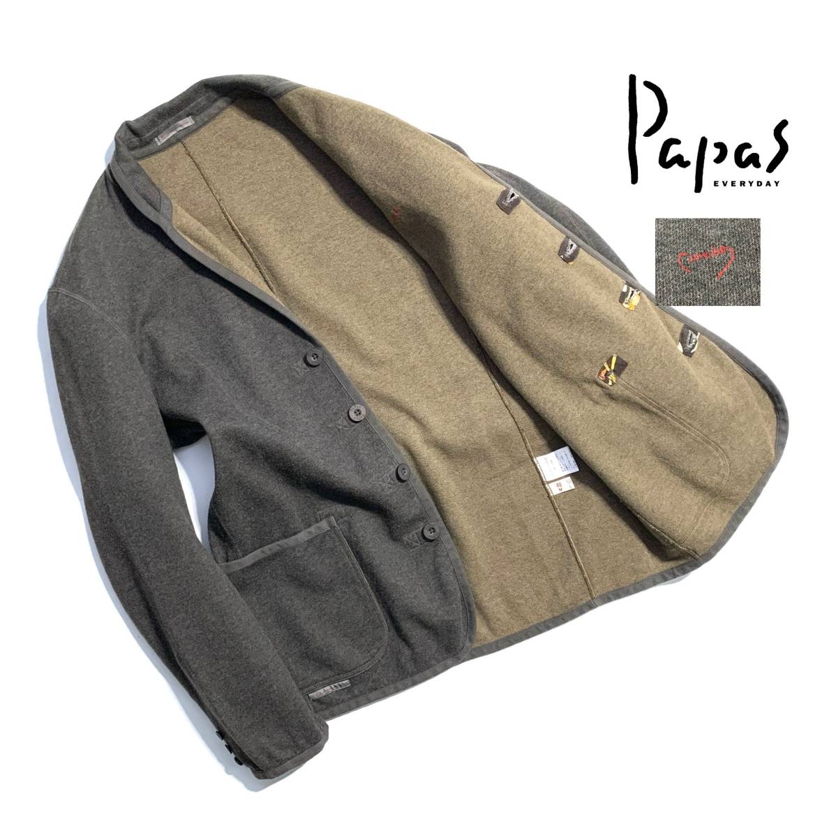 美品【最高級】Papas パパス コットンスウェット ジャケット 48(M 
