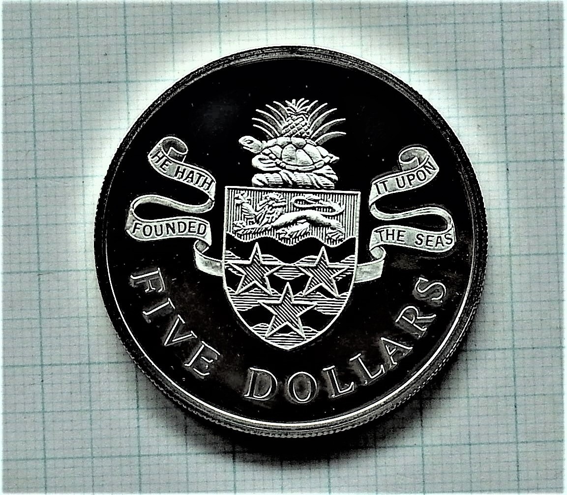 ケイマン諸島　５ドルプルーフ銀貨　１９７４年 ケイマン諸島☆＄5銀貨☆未使用プルーフ☆1974年☆ASW= 32.8g☆KM#8