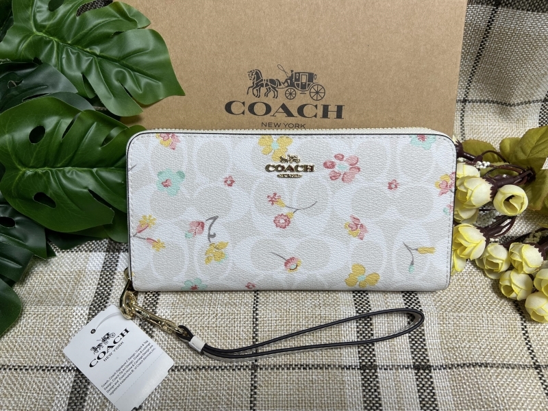 コーチ COACH 長財布 財布 レディース 財布 花柄 ストラップ ラウンド