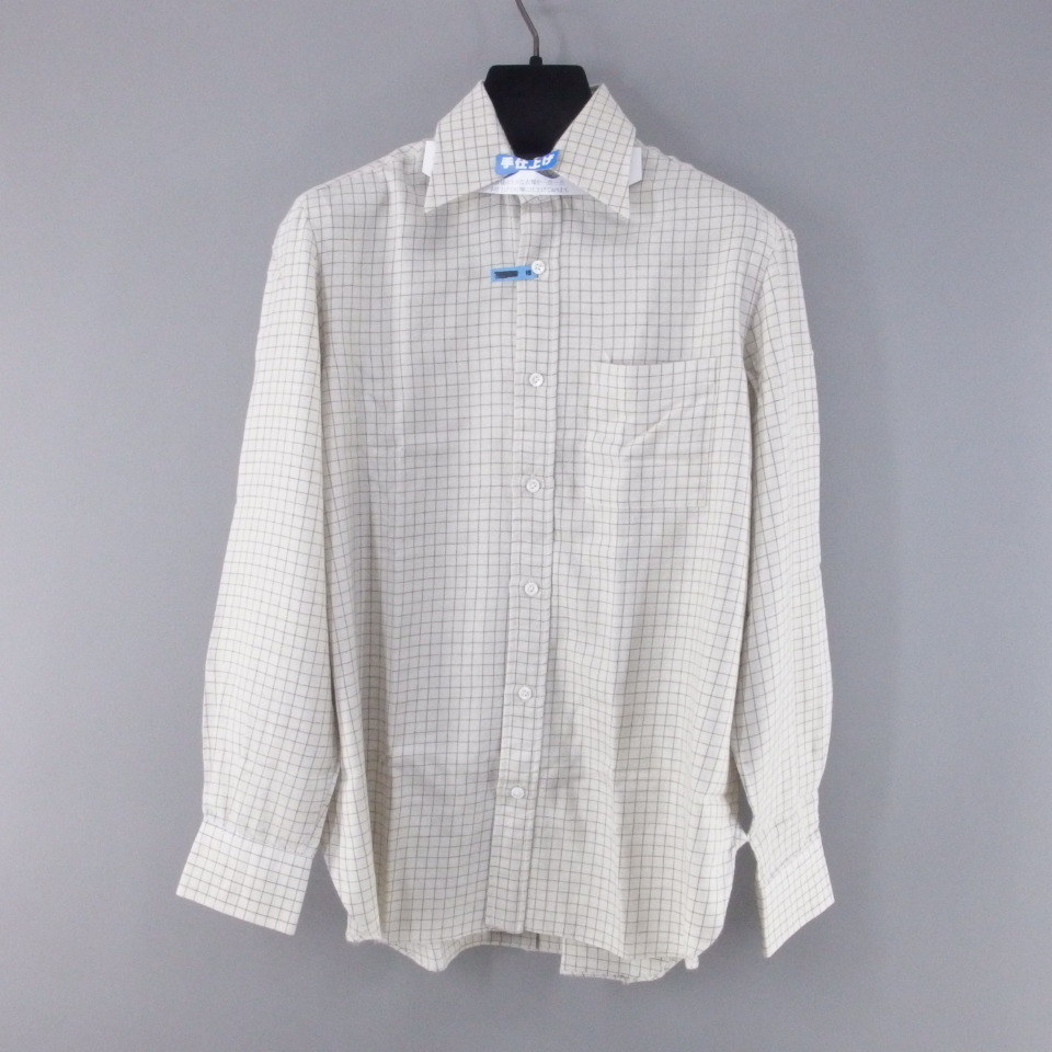 ARNYS PARIS アルニス 開襟シャツ カッターシャツ Yシャツ チェックシャツ 長袖 メンズ ベージュ系 クリーニング済み
