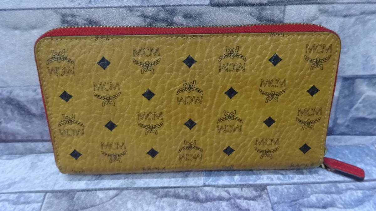 m293 MCM エムシーエム モノグラム ヴィセトス柄 レザー ラウンドファスナー 長財布 中古品 ゆうパック60サイズ 同梱OK