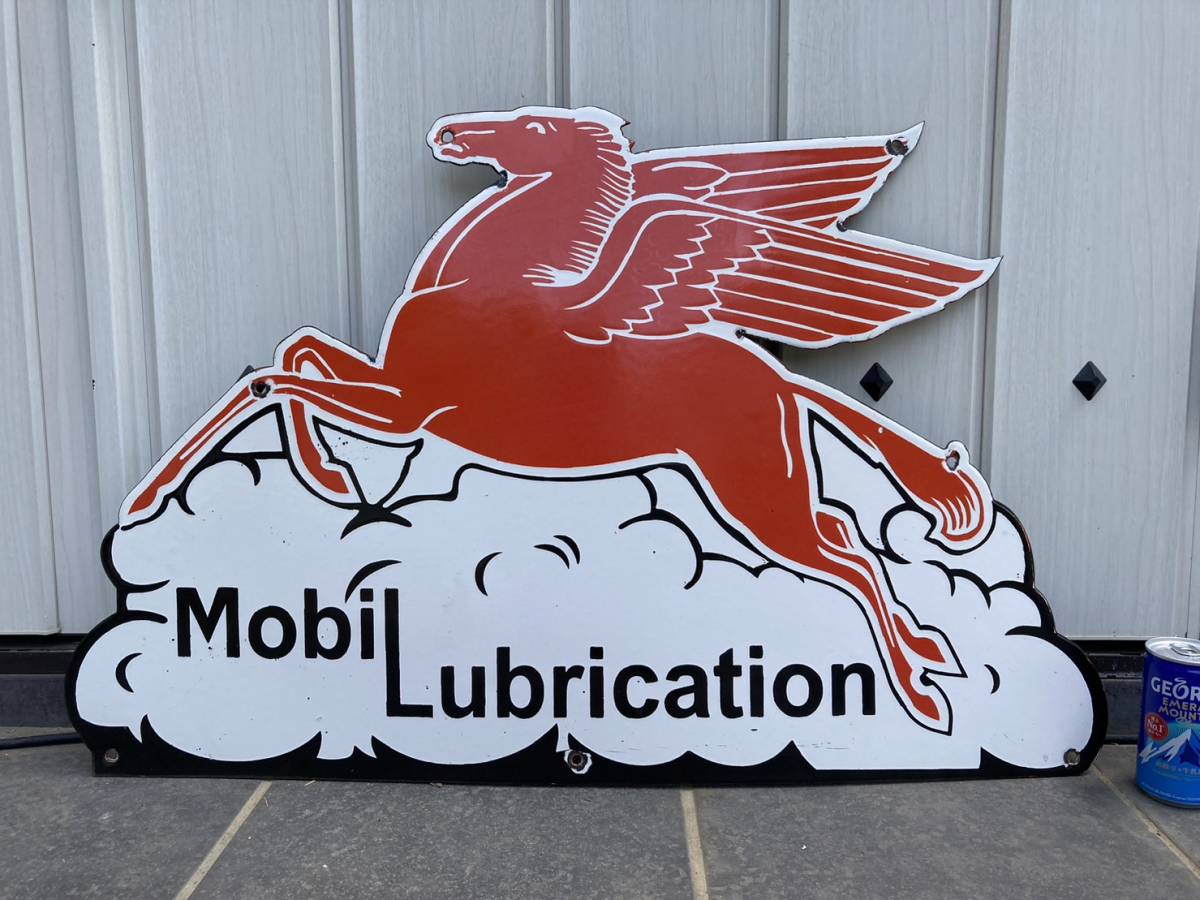 Mobilgas ビンテージ 大型 看板 モービル Mobil gas 幅75cm / ガレージ