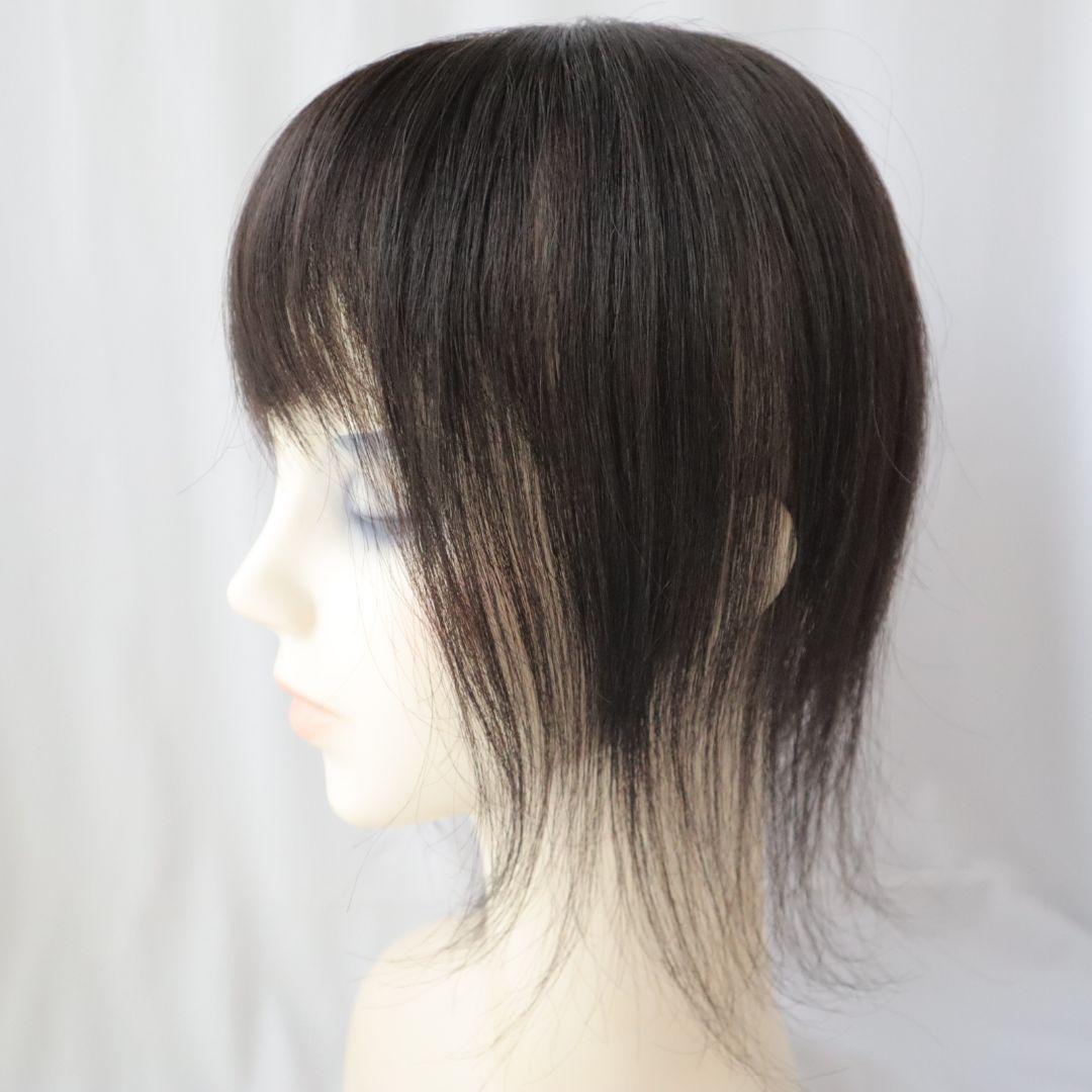 ヘアピース　30cm つむじリアル　ナチュラルブラック 人毛 　かつら d4