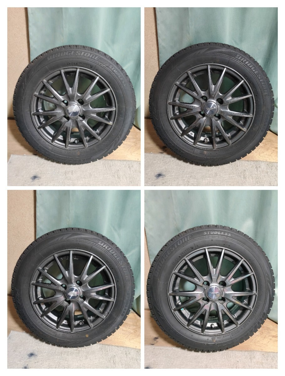 R1F10)165/65R14 スタッドレス BLIZZAK VRX アルミホイール ウェッズ 