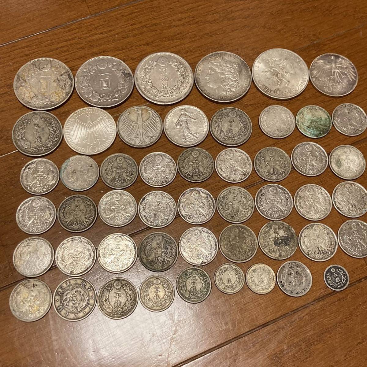 日本 海外 コイン 50枚セット 一円 50銭 20銭 10銭 5銭 お金 明治 大正 昭和 古銭 1900年代 1800年代 龍柄 アンティーク コレクション