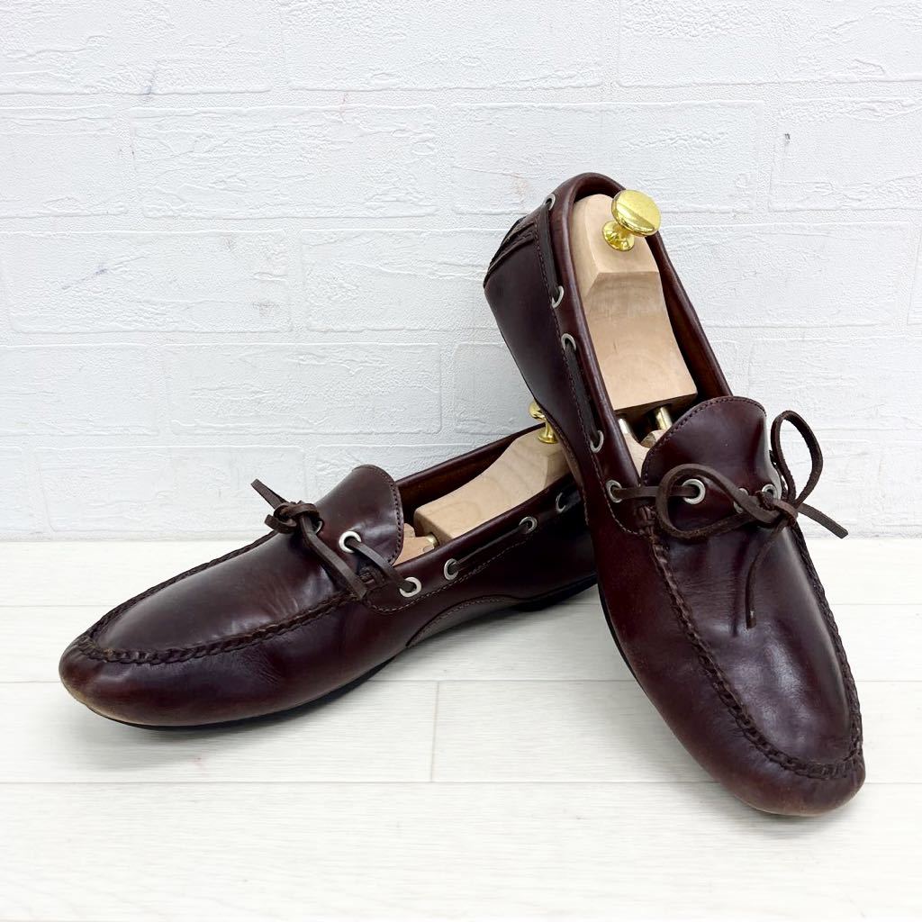 1047◎ POLO RALPH LAUREN ポロ ラルフローレン 靴 ビジネス シューズ デッキ フラット ソール カジュアル ブラウン メンズ8 ,つま先部分スレあります