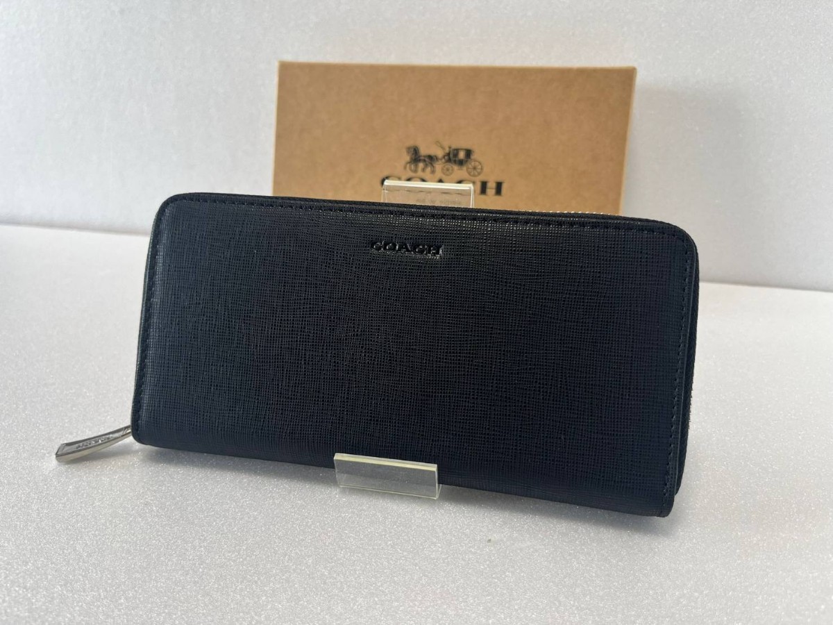 【新品未使用】COACHコーチ長財布　メンズ 黒 ブラック　 ラウンドファスナー
