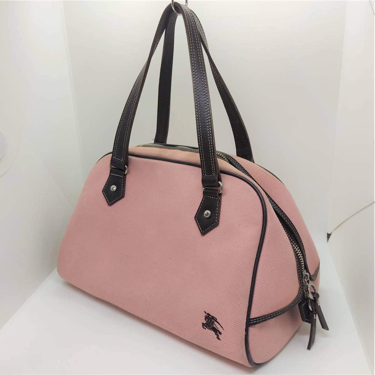 【新品，爆買い】 Burberry Blue Label 約30cm&times;20cm ハンドバッグ キャンバス&times;レザー ピンク&times;ダークブラウン バーバリー ブルーレーベル(ハンドバッグ)｜売買されたオークション情報、yahooの商品情報をア かばん、バッグ
