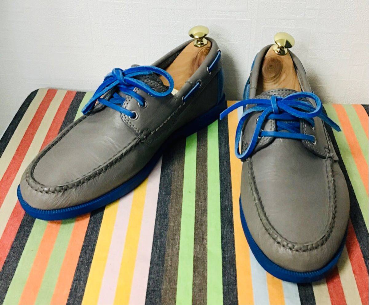 COLE HAAN コールハーン デッキシューズ レザー 本革 グレー×ブルー 
