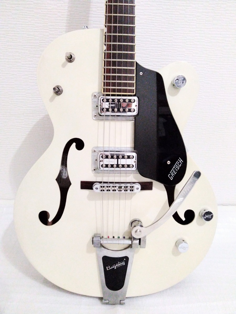 改★Gretsch 5120 ファルコンヘッド クリームホワイトラッカー SSUピックアップ 弦高低め ホットロッド配線 トーンノブ化　ソフトケース付