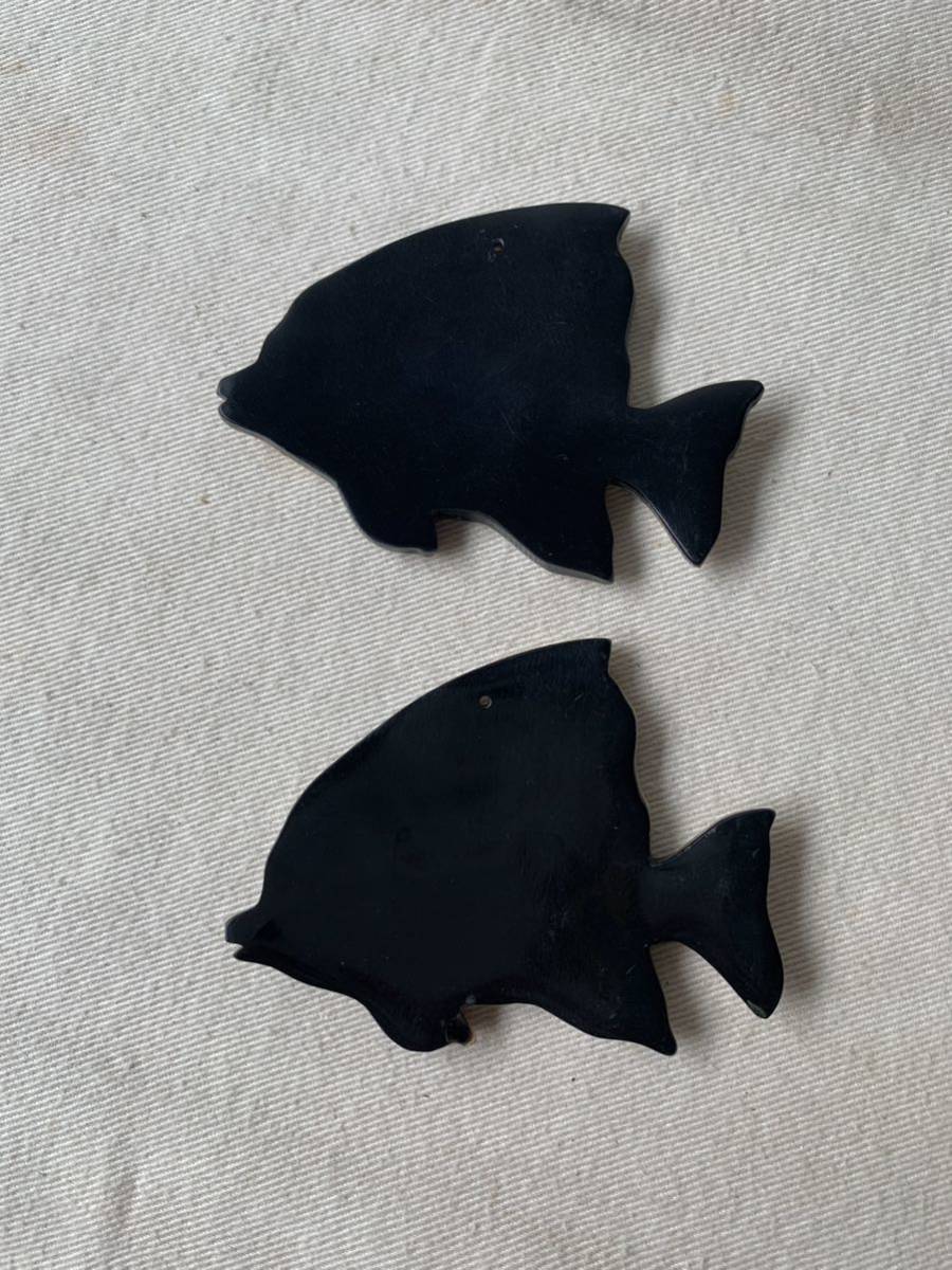 螺鈿細工が素敵な魚型オブジェ2個セット 飾り古道具昭和レトロ 