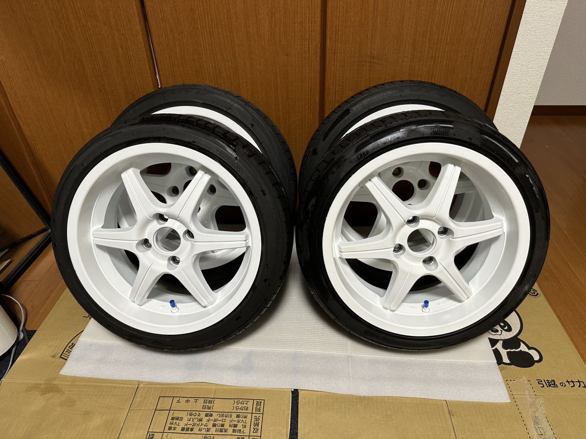 社外 15インチ 6.5J+35 PCD100 4H 165/50R15 2017年製TOYOタイヤ 4本 