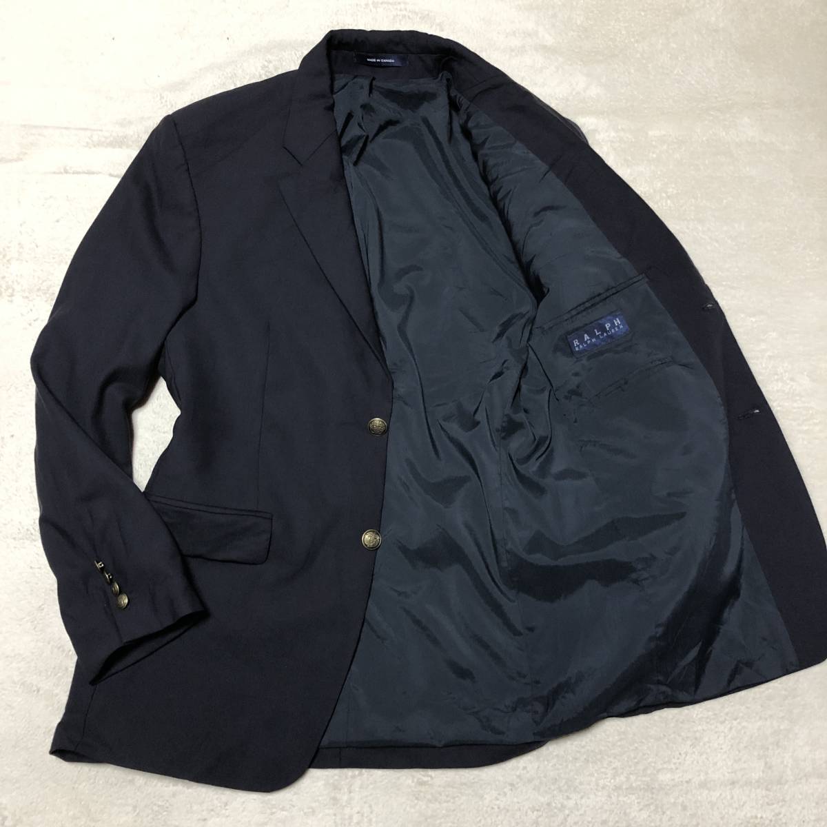 ほぼ未使用品 ラルフローレン RALPH LAUREN ロゴ刻印メタルボタン 