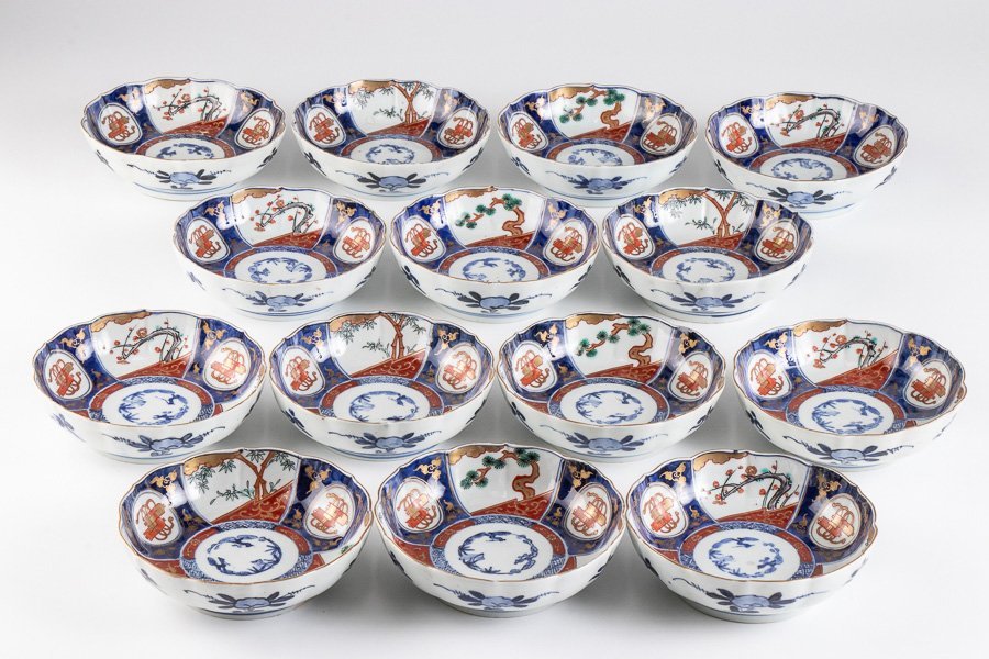  古伊万里 染錦松竹梅文なます皿 14客セット 箱付 明治時代 16593 料亭 日本料理 懐石 会席 和食器 取皿 陶磁器 古美術 時代物(染錦)｜売買されたオークション情報、yahooの商品情報をアーカイブ 伊万里、有田