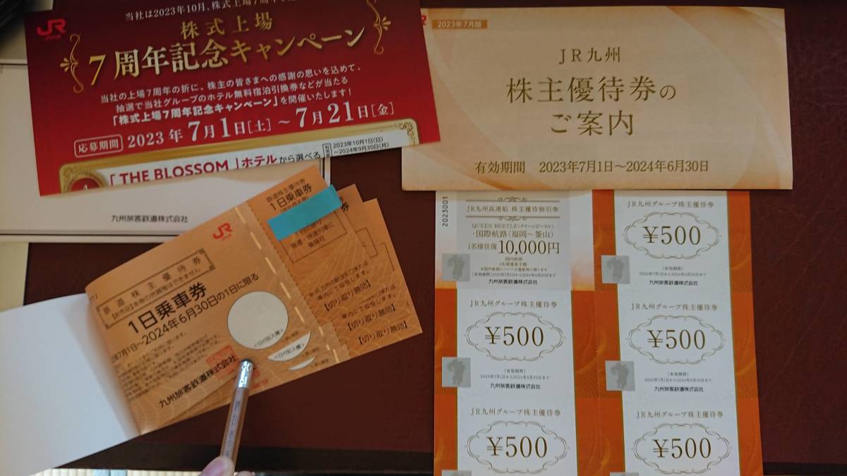 ★JR九州　旅客鉄道株式会社 株主優待券（１日乗車券） 未使用 ３枚 他　JR九州　高速船　優待割引券_1