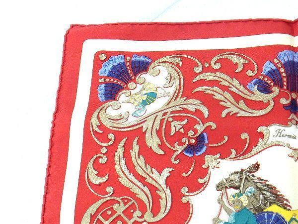 1円 ■美品■ HERMES エルメス Cheval Turc【トルコの馬】カレ40 プチカレ ガヴロッシュ シルク100% スカーフ レッド系 AQ0279