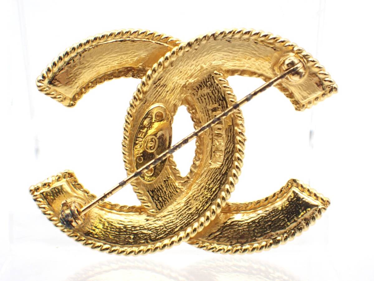 1円CHANEL☆シャネル ココマーク ブローチ ゴールドカラー 1108刻印 