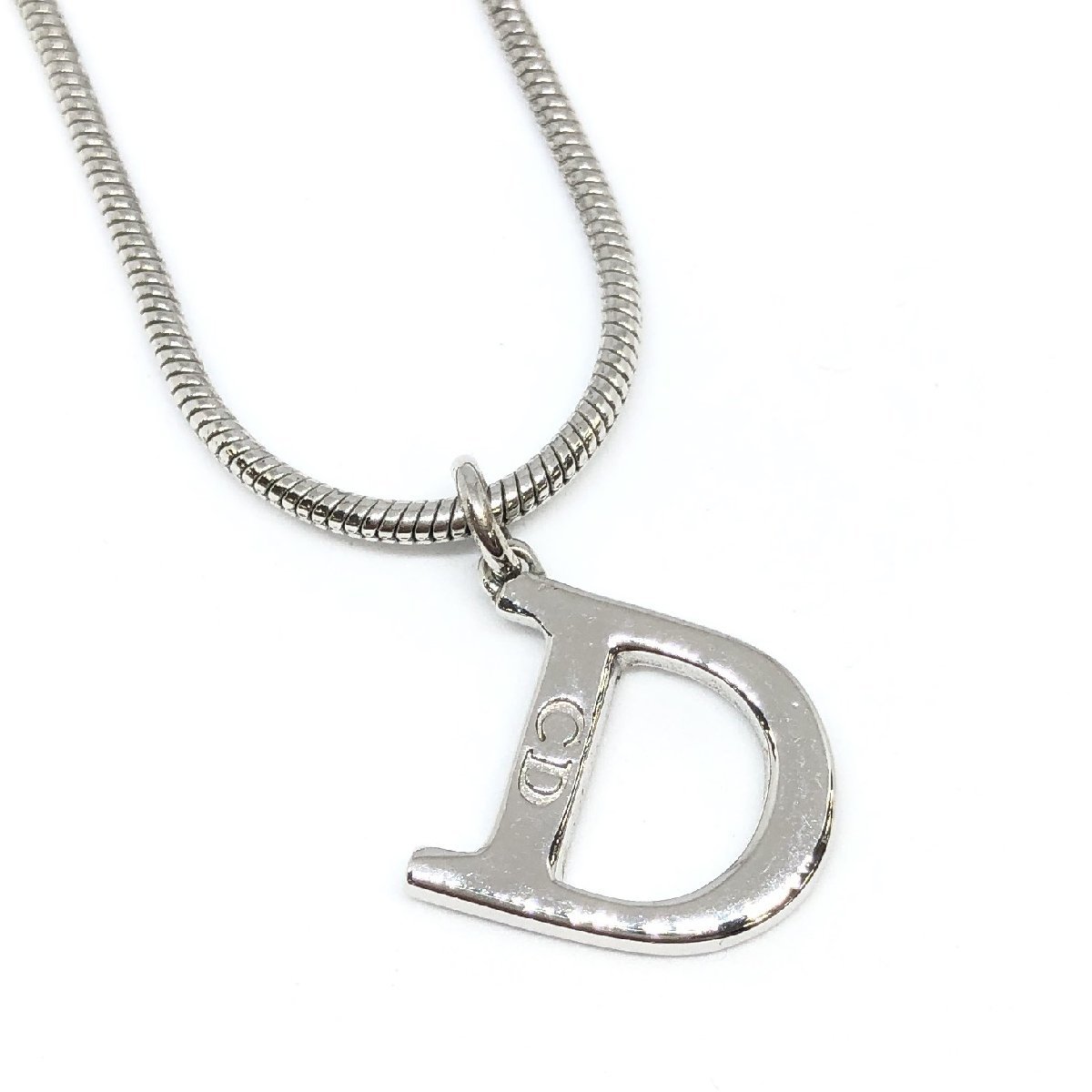 Christian Dior クリスチャンディオール ロゴ シルバー ネックレス スネークチェーン