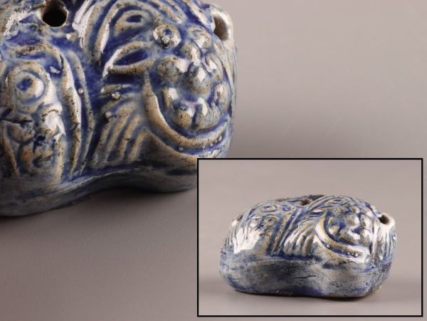 古美術 朝鮮古陶磁器 李朝 瑠璃 書道具 水滴 時代物 極上品 初だし品 C0426