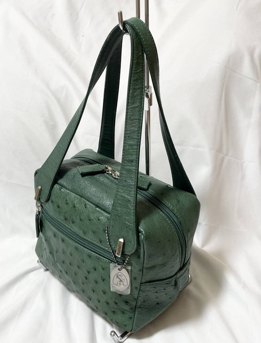 レディース 【JRA認定・極美品】オーストリッチ 本革 ハンドバッグ 