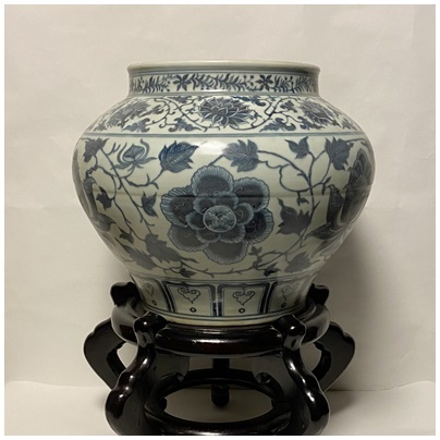 喜 文 染付 青花 花瓶 清 新渡 染付 青華 草花図 花瓶