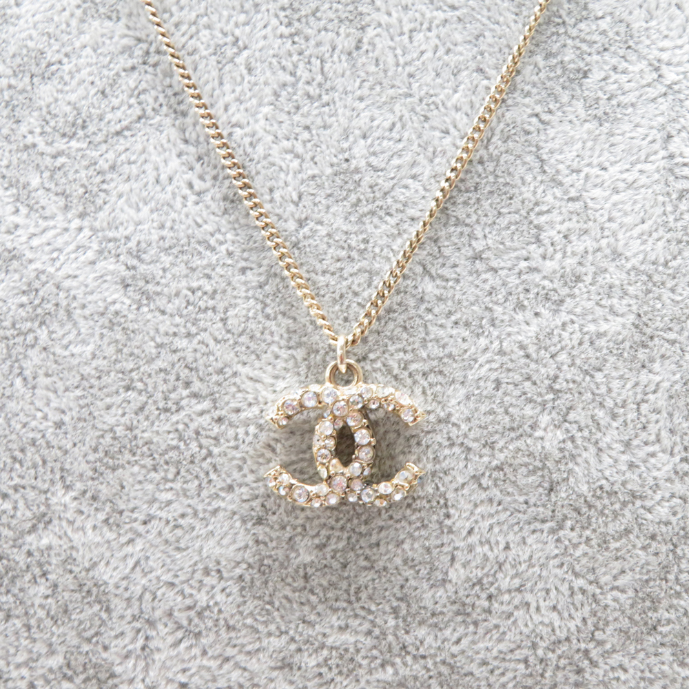 CHANEL シャネル 09A ネックレス ラインストーン ココマーク ゴールド系 [240001988553]