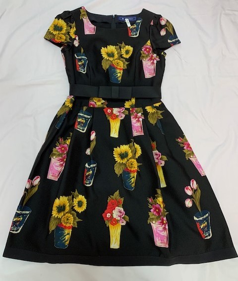 美品エムズグレイシー(M'S GRACY)カタログ掲載 花瓶柄ワンピース