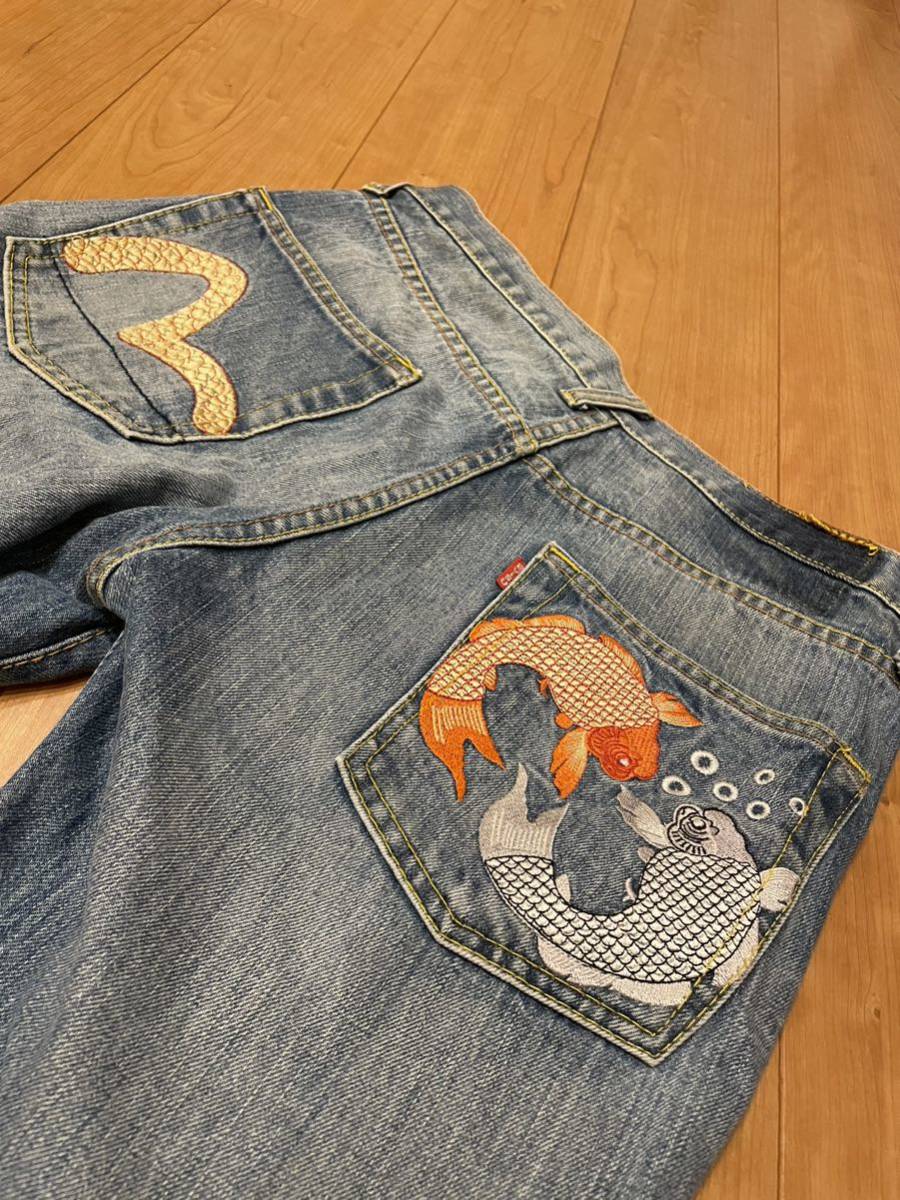 エヴィス EVISU lot.2000 W32 刺繍ロゴ EVISU W32 エヴィス 黄色カモメ