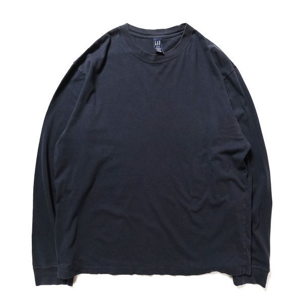 00's ギャップ GAP ロングスリーブ コットン Tシャツ 長袖 (M) 紺 ネイビー 無地 ロンT クルーネック 00年代 旧タグ オールド Y2K