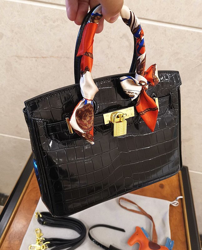 ミラノ発*BOLINI・最上級牛革・クロコダイル*ルビー・バーキン