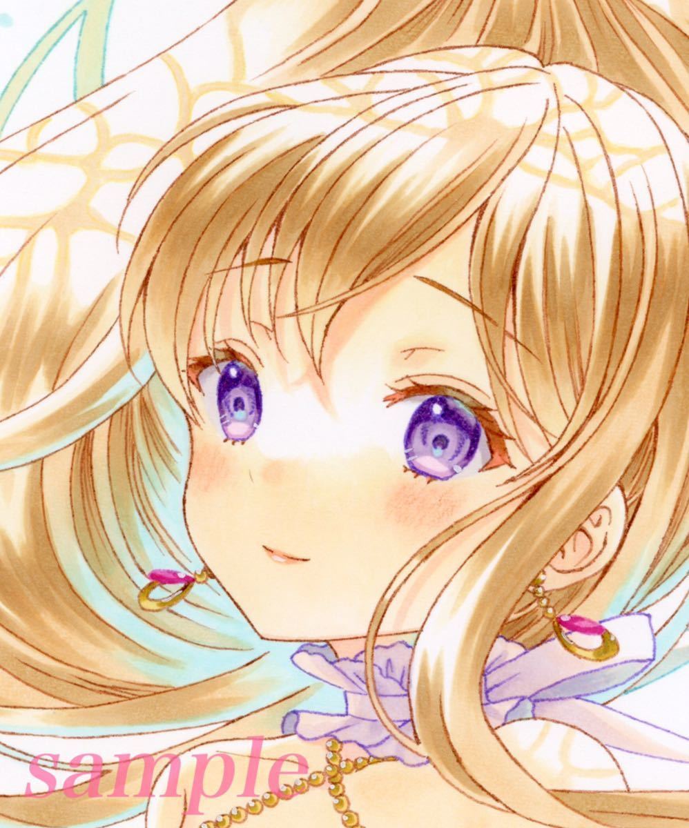 手描きイラスト　オリジナル　A4サイズ　『水中彩花』