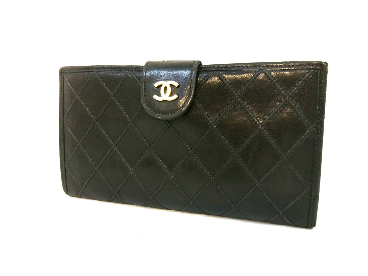 CHANEL シャネル ピコローレ 長財布 がま口 レザー ブラック 黒 CHANEL シャネル ピコローレ 長財布 がま口 レザー ブラック 黒