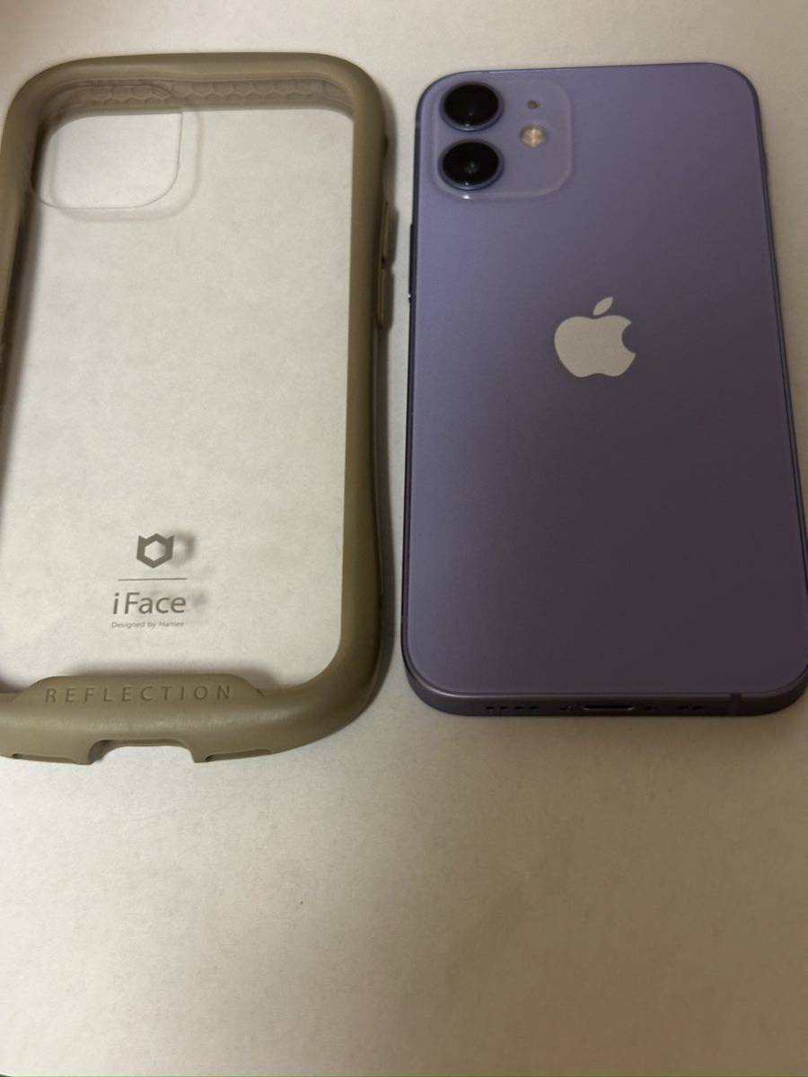 訳あり】 iPhone12 mini パープル 動作品 と iFace ベージュ クリア 