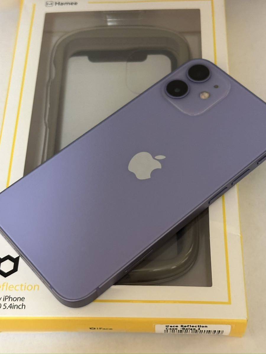 訳あり】 iPhone12 mini パープル 動作品 と iFace ベージュ クリア 