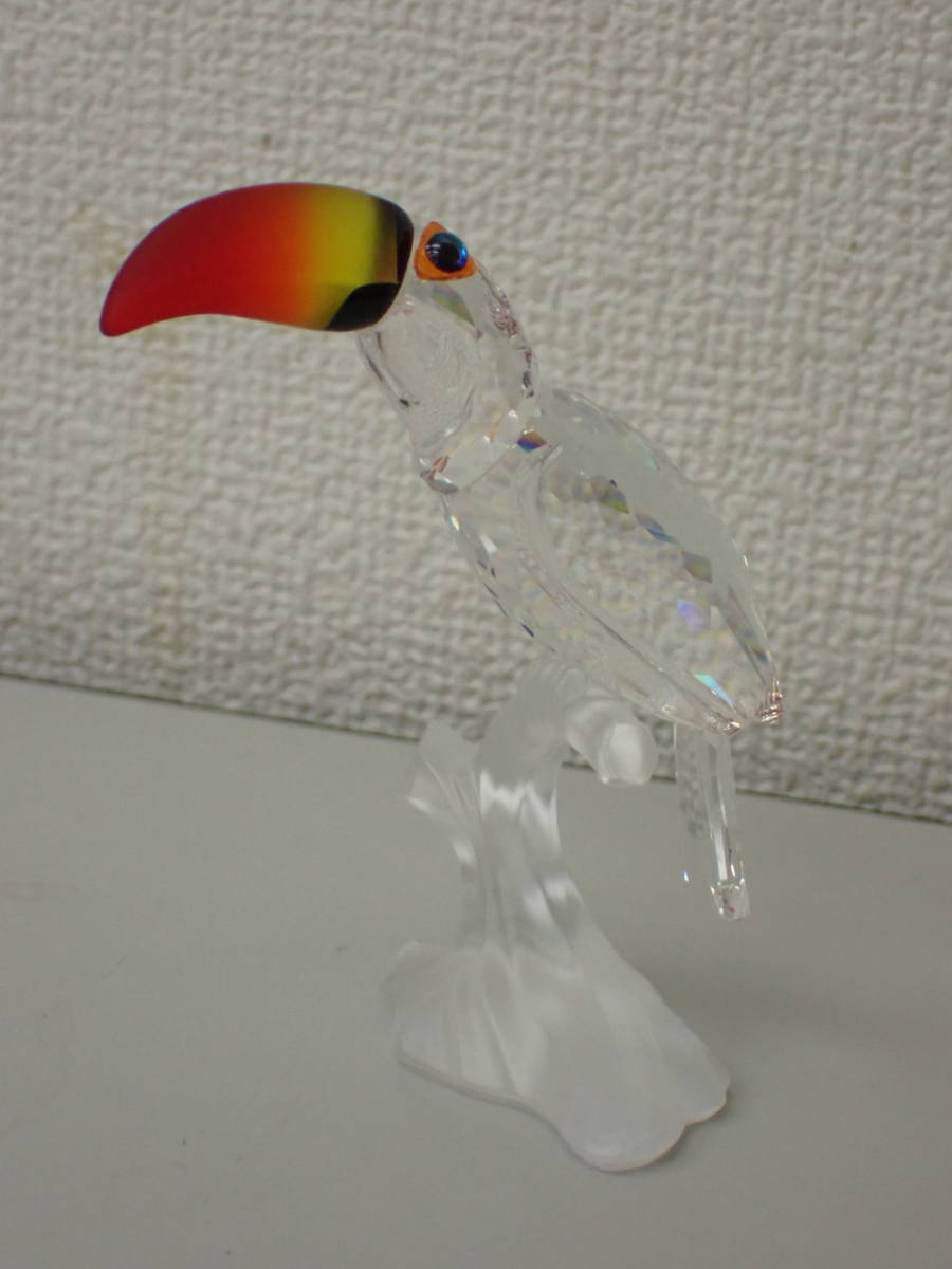 スワロフスキー置物　鳥　オオハシ スワロフスキー 4； オオハシ オウム 鳥 フィギュア 約58.2g 高さ；約