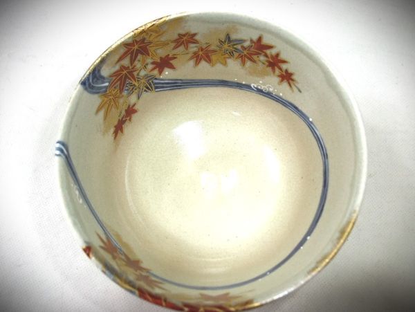 睦】茶道具 紅葉流水絵 染付 「山川 巌」金襴手 色絵磁器 京焼 清水焼
