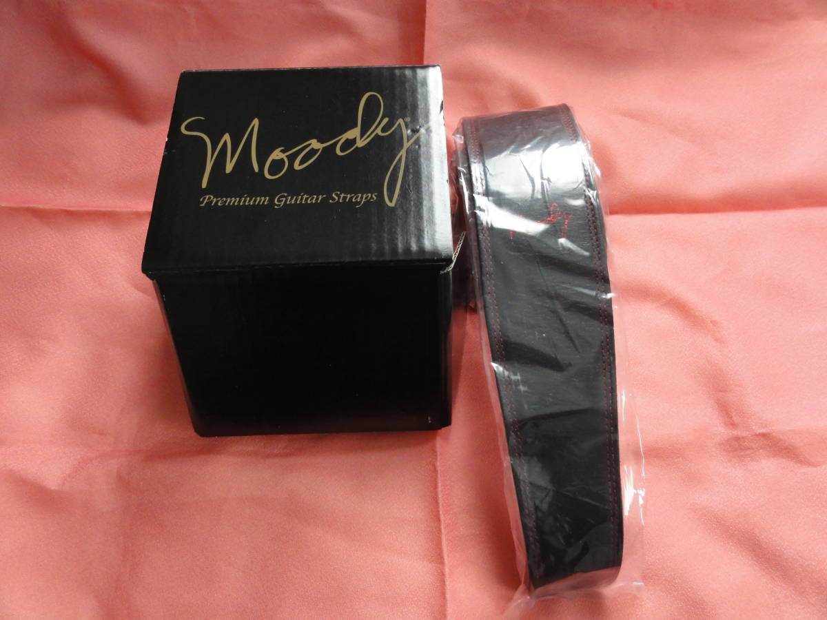 MOODY STRAPS Leather&Leather2.5" Standard Black/Red　未使用品　高級ストラップ_1