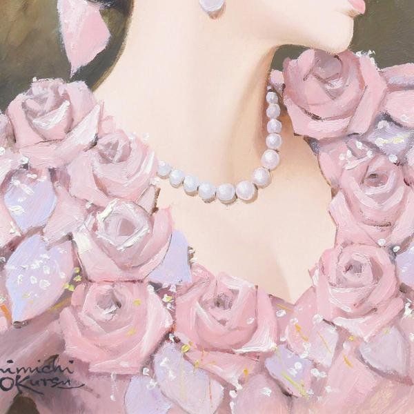 真作】【WISH】奥津国道「花の装い」油彩 3号 ◇一枚の絵
